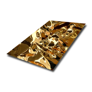 Ss 201 304 430 Pvd Color Gold Mirror Water Wave Stainless Steel Stamped Ripple Sheet For Wall Panel Ceiling Decoration