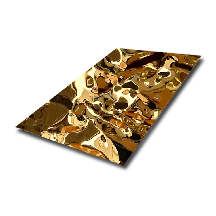Panel Stainless Steel Sheets For Kitchen Wall Ss201 Sus304 Mirror Gold Stainless Steel Plate Price Water Ripple Color Sheet